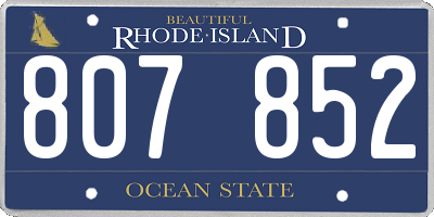 RI license plate 807852