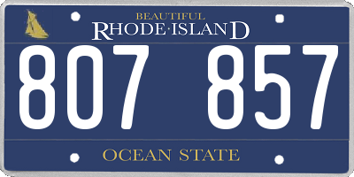 RI license plate 807857
