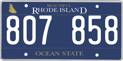 RI license plate 807858