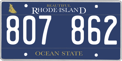 RI license plate 807862