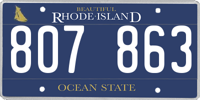 RI license plate 807863