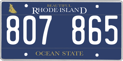 RI license plate 807865