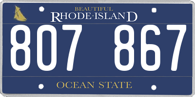 RI license plate 807867