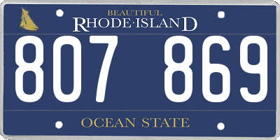 RI license plate 807869
