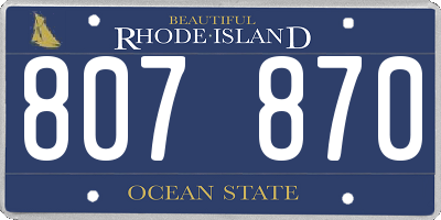 RI license plate 807870