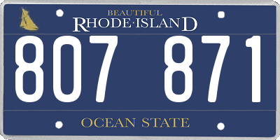 RI license plate 807871