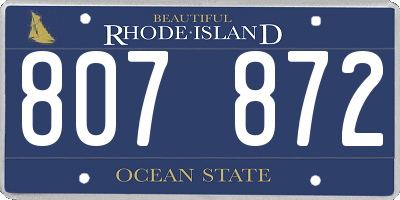 RI license plate 807872