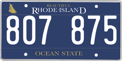 RI license plate 807875