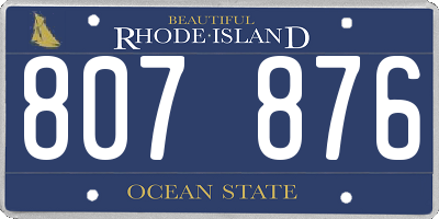RI license plate 807876