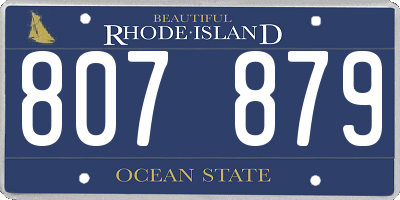 RI license plate 807879