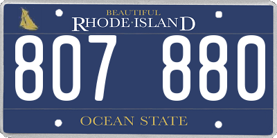 RI license plate 807880