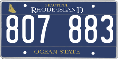 RI license plate 807883