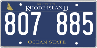 RI license plate 807885