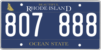 RI license plate 807888