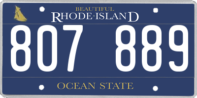 RI license plate 807889