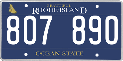 RI license plate 807890