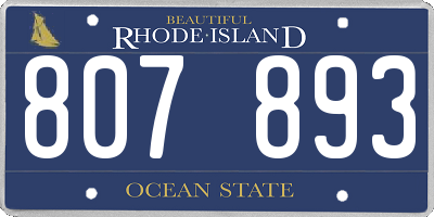 RI license plate 807893