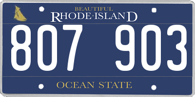 RI license plate 807903