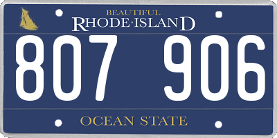 RI license plate 807906