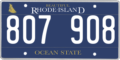 RI license plate 807908