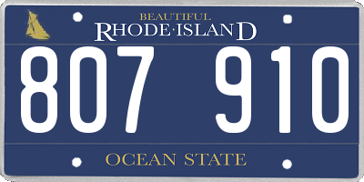 RI license plate 807910