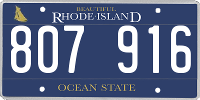 RI license plate 807916