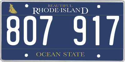 RI license plate 807917