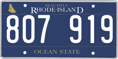 RI license plate 807919