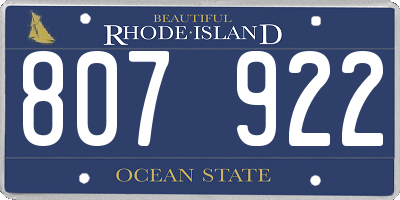 RI license plate 807922