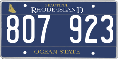 RI license plate 807923