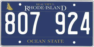RI license plate 807924