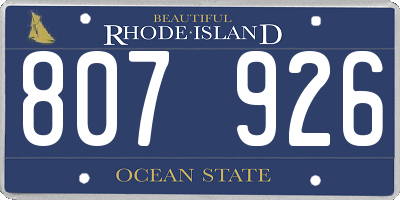 RI license plate 807926