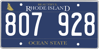 RI license plate 807928