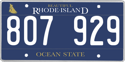 RI license plate 807929