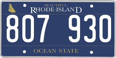 RI license plate 807930