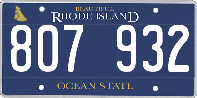 RI license plate 807932