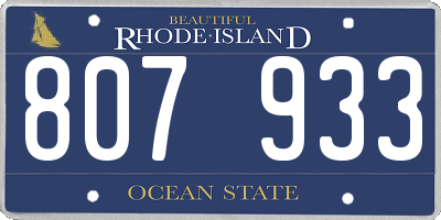 RI license plate 807933