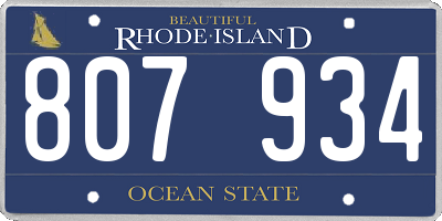 RI license plate 807934