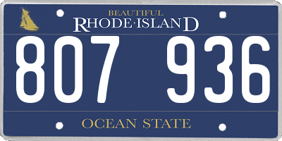RI license plate 807936