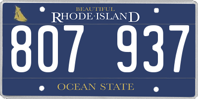 RI license plate 807937