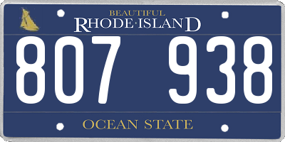 RI license plate 807938