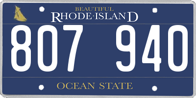 RI license plate 807940