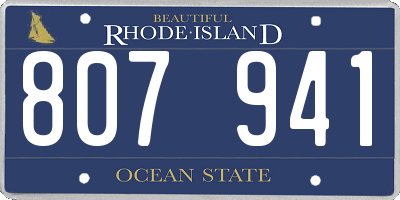 RI license plate 807941