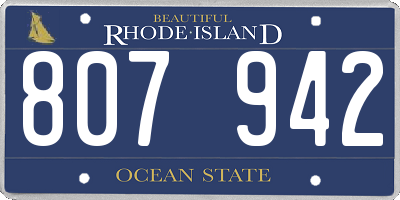 RI license plate 807942
