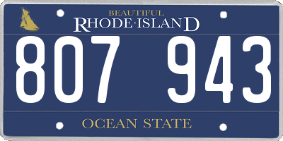 RI license plate 807943