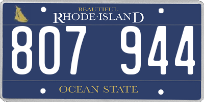RI license plate 807944