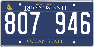 RI license plate 807946