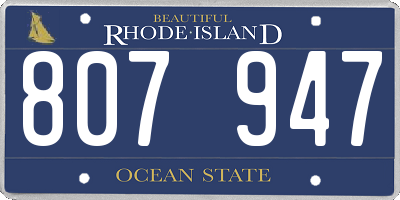 RI license plate 807947