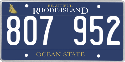 RI license plate 807952