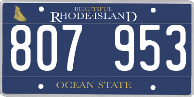RI license plate 807953